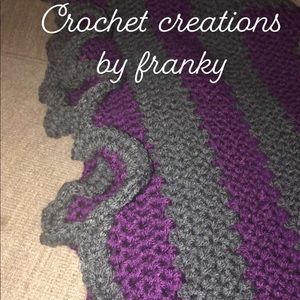 Purple and grey handmade crochet baby blanket